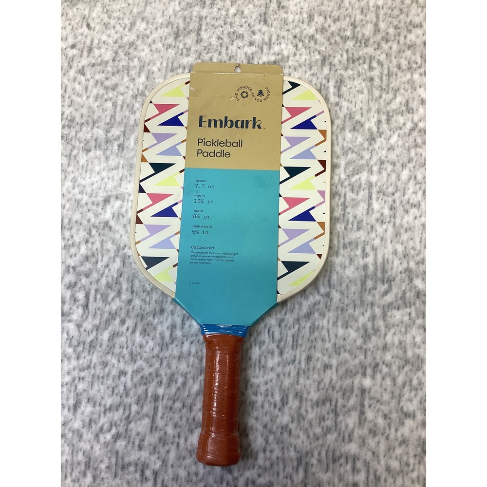 Embark Pickleball Paddle Geometric Pattern Carbon Fiber Face 7.7oz USA Approved